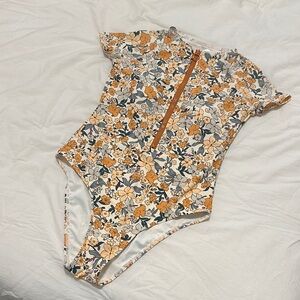 Cupshe Orange Graphic Short Sleeve Bodysuit